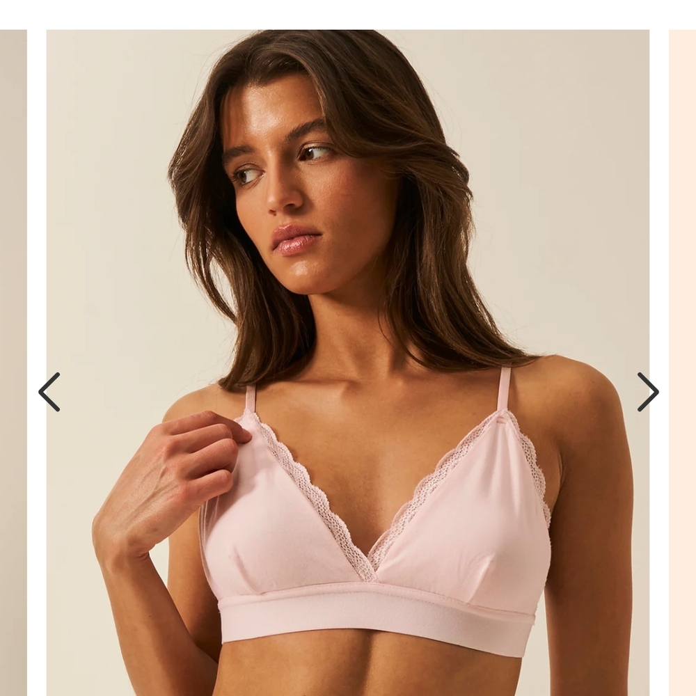 NWT Stripe & Stare Lace Trim Pink Bralette